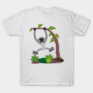 Cute happy gibbon ape cartoon illustration T-Shirt